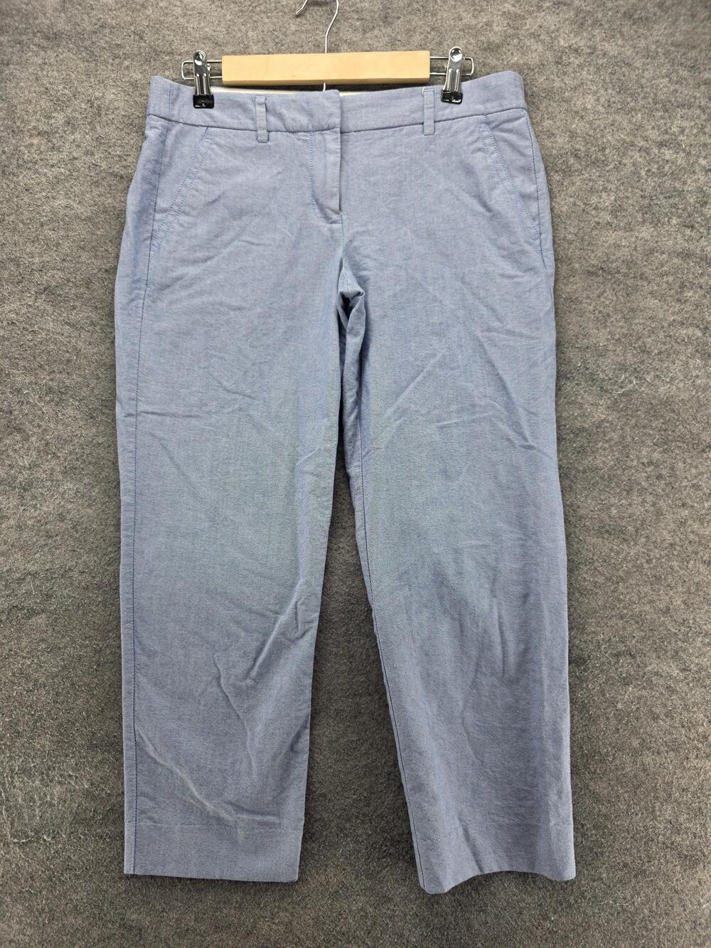 J.CREW Pants Womens 6 Blue Chambray Chino Slim Crop Pockets Zip 24.5 In
